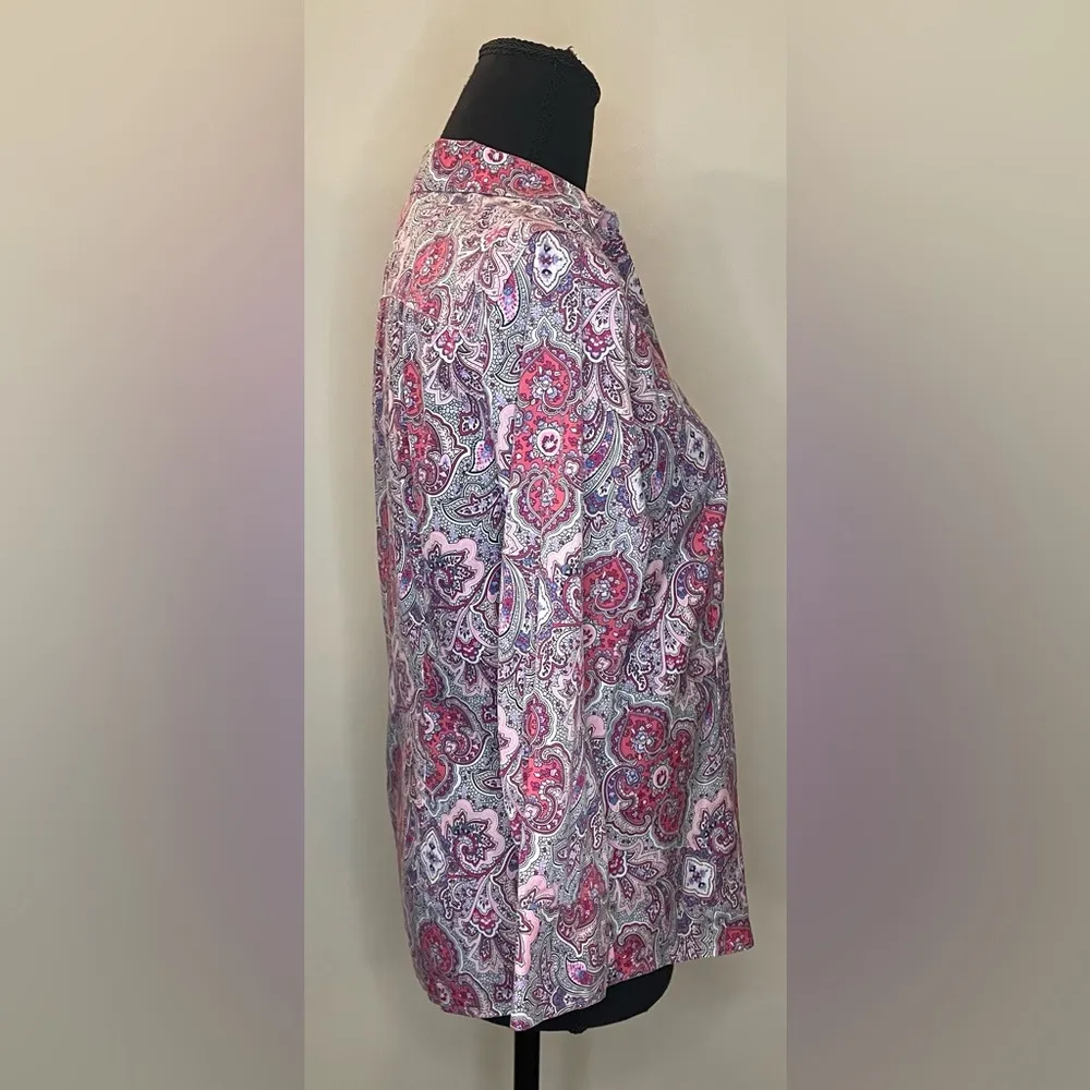 Talbots-‎ Button Down Paisley Print Shirt Size 6P - Image 3