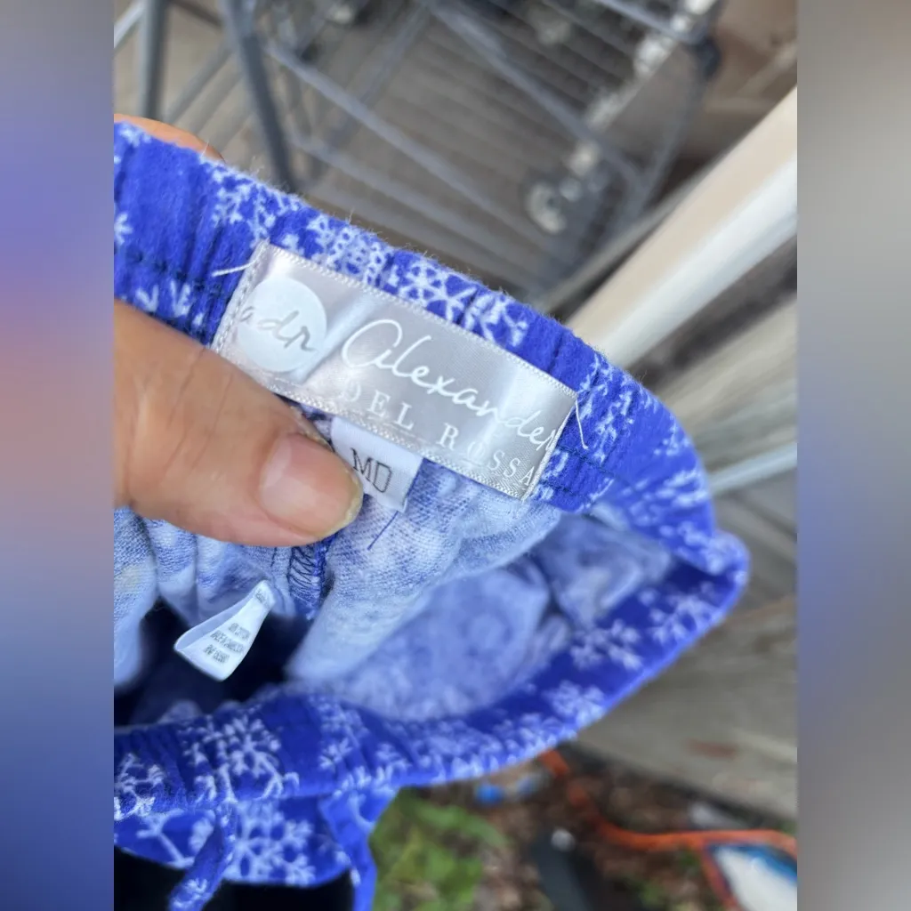 ADR Women ‘s Soft Warm Fleece Pajama Pants long Lounge Bottoms Royal Snowflake Blue Size M - Image 9