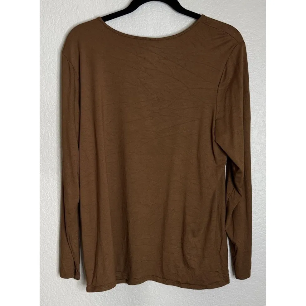Chicos 3 US‎ XL Brown Ultimate Tee Shirt Top Tunic Long Sleeve Travel Preppy - Image 2