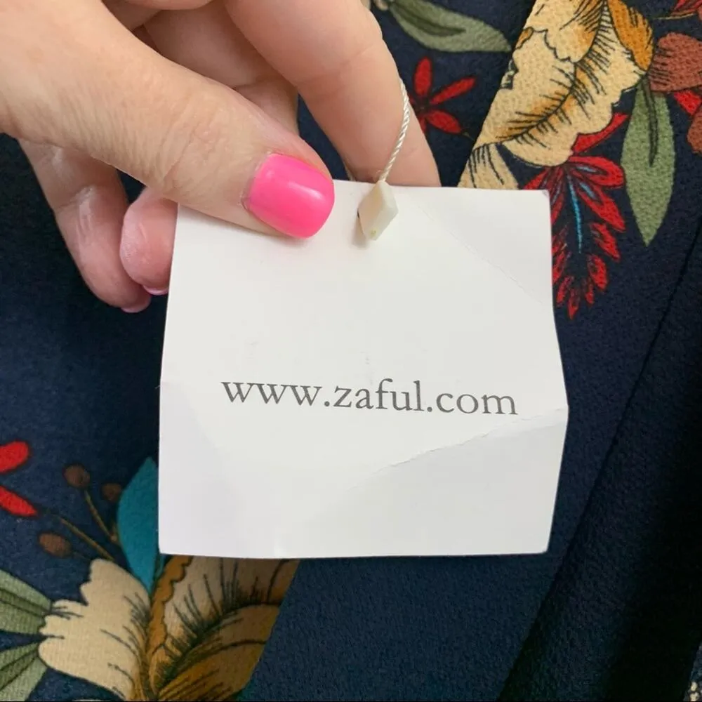 Gumuxi By Zaful Floral V-Neck Faux Wrap Ruffle Black Romper - Image 5