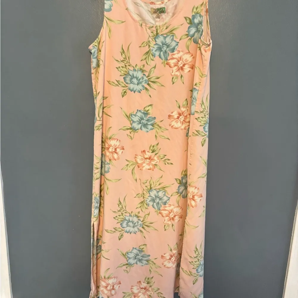 Tahiti Reef Club Sleeveless Floral Rayon Dress with Side Slits, midi Pink Size XL - Image 4
