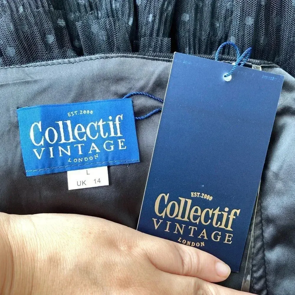 Collectif Courtney Polka Occasion Swing dress Black Size 10 - Image 11