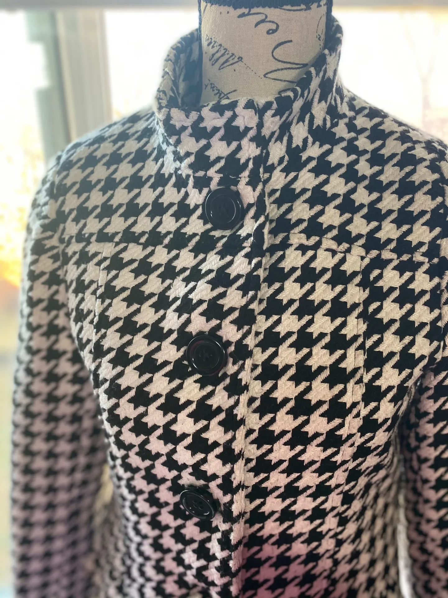 Houndstooth A Line Trench Coat White Size XL petite - Image 4