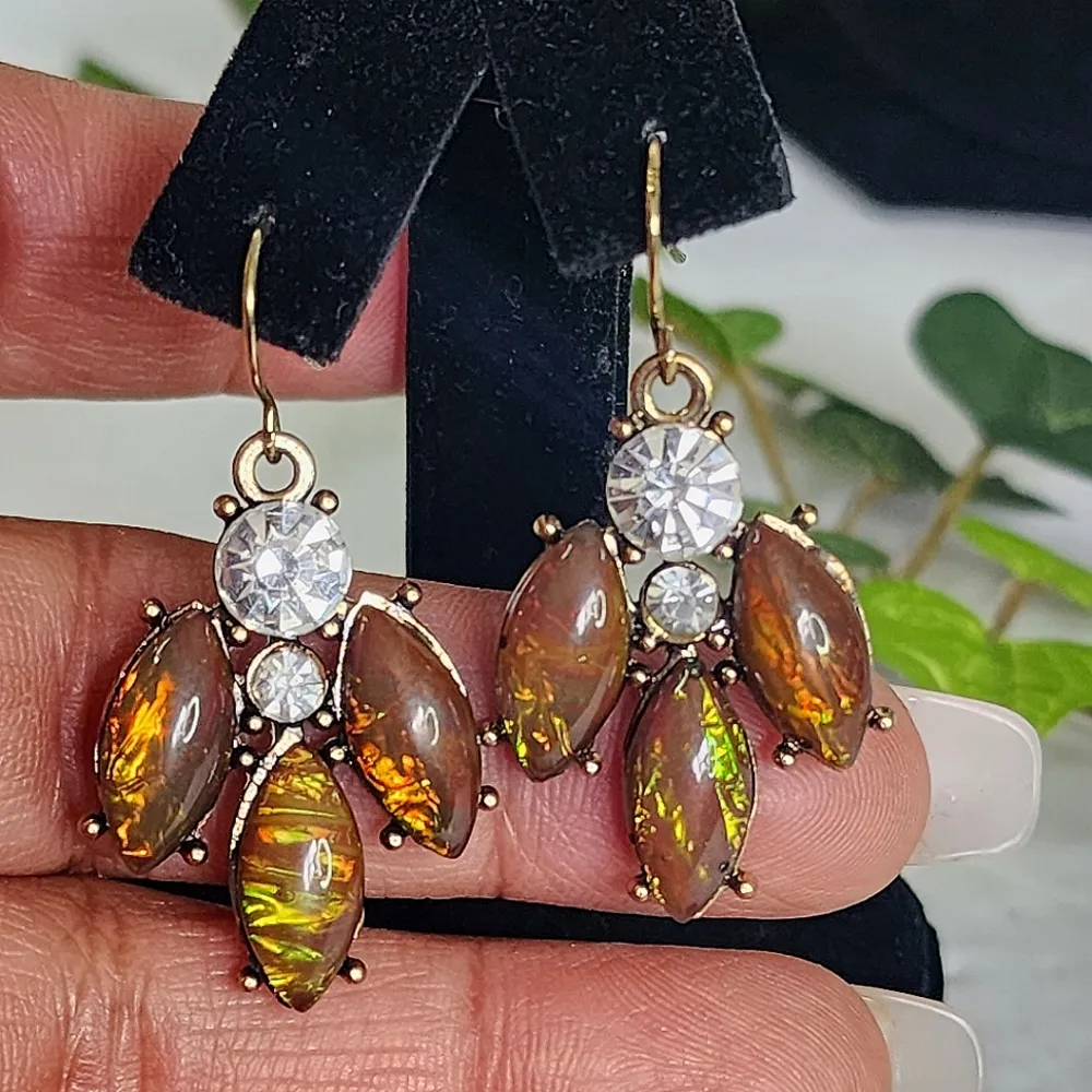 Statement AB Collar Necklace Earrings Set Gold - Image 5