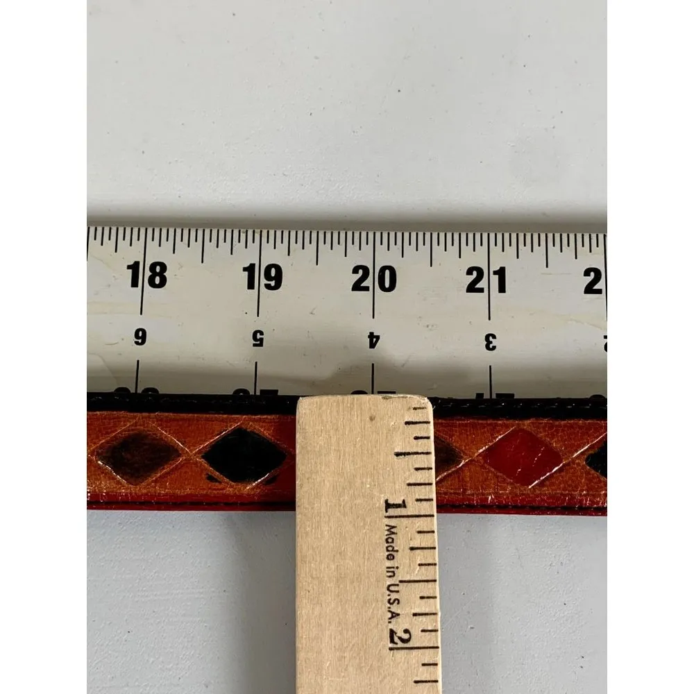 Vintage Statement Belt Womens Small/Medium Diamond Native Southwest Leather - Image 10