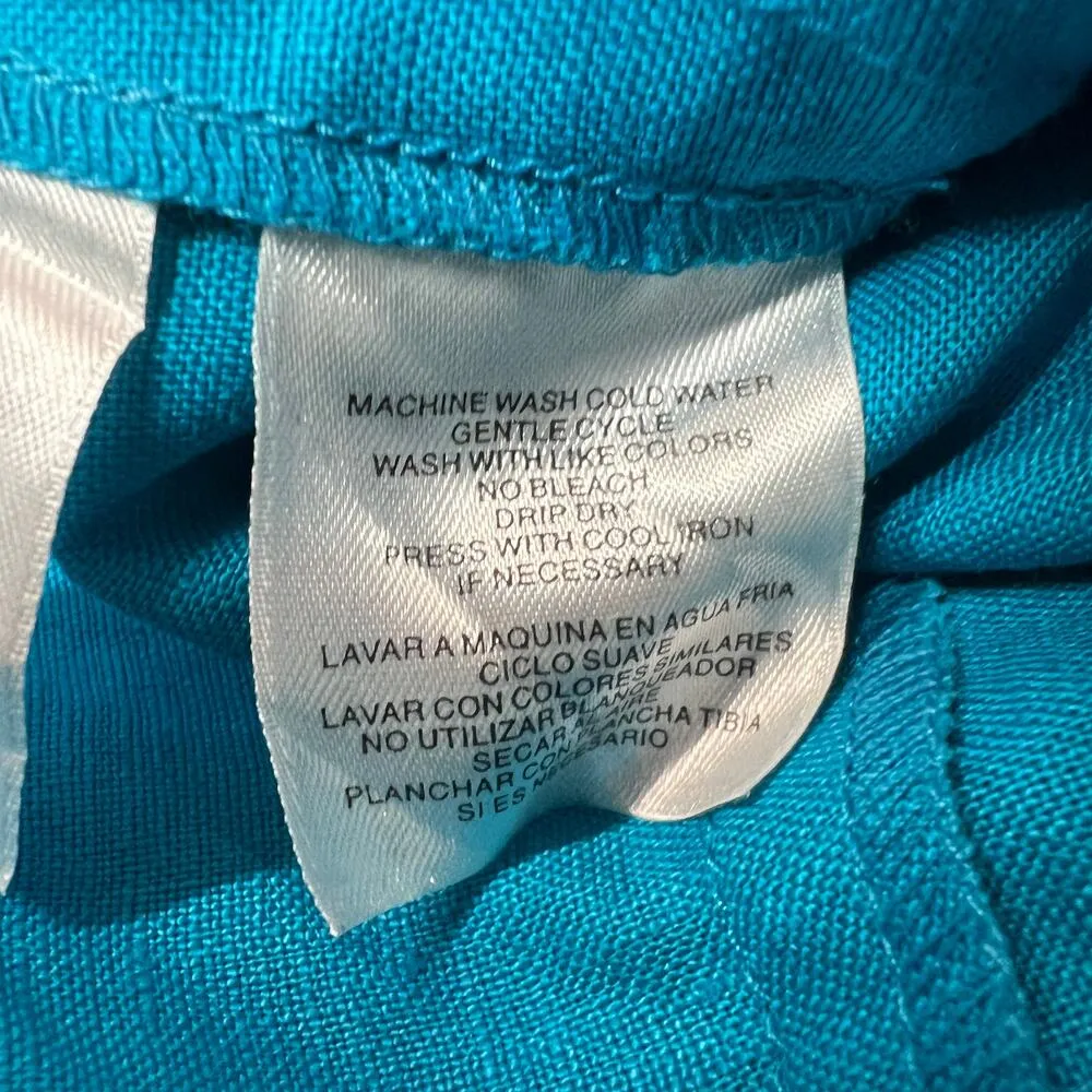 Jones New York 100% Linen Turquoise Jacket 2X Coastal Beachy Lagenlook Nautical - Image 10