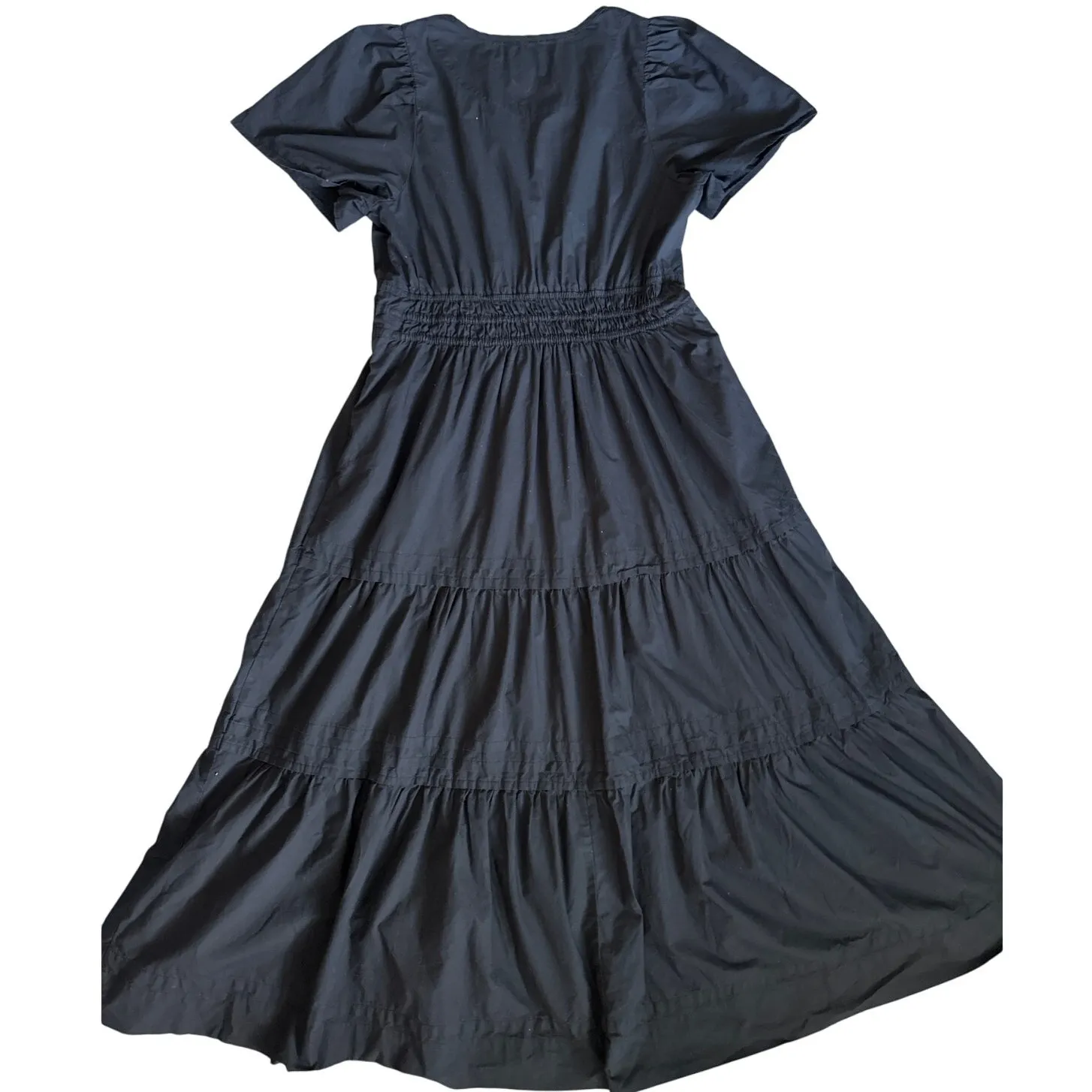 Anthropologie Maeve Poplin Cotton Somerset Maxi Dress Black Size Large - Image 5