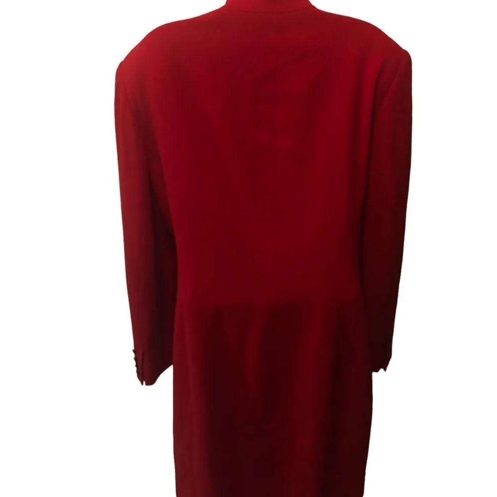 VTG Lauren Ralph Lauren Longline Wool Military Style Red Midi Dress 16 Lined - Image 2