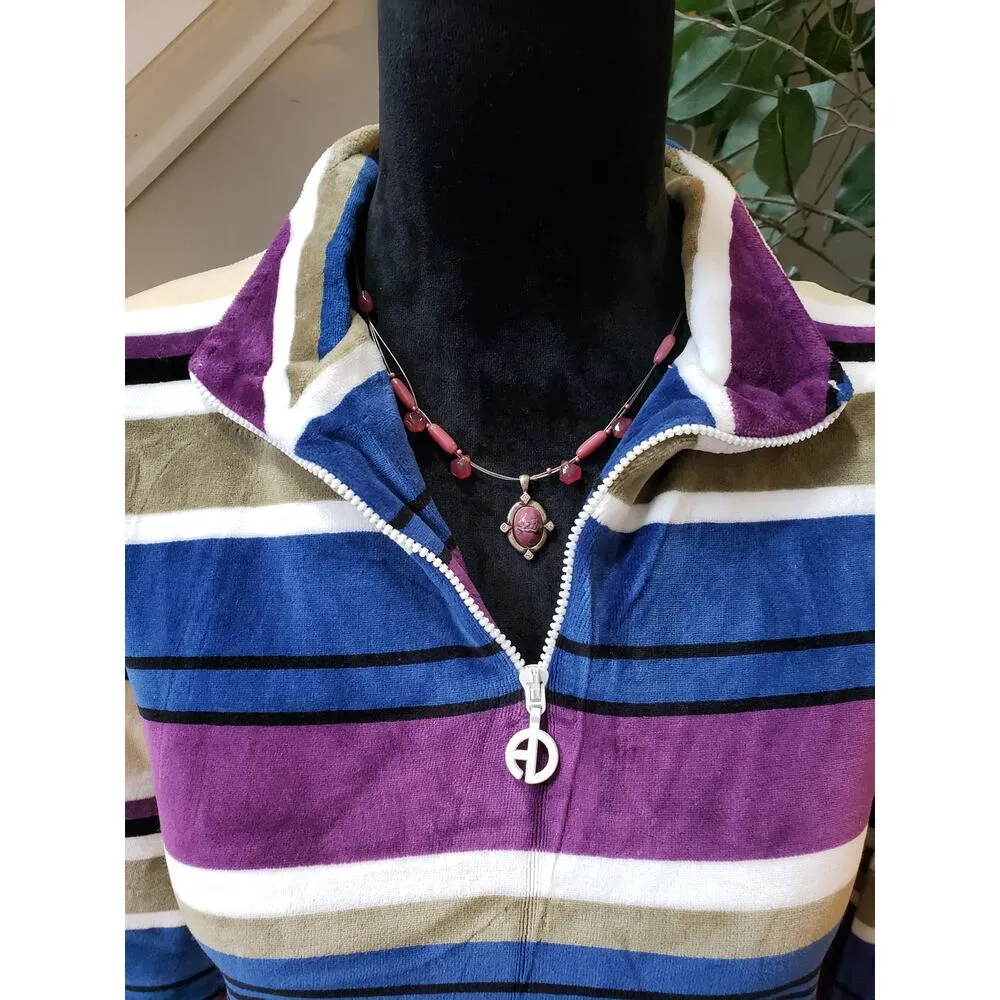 Alfred Dunner Sweater Women Large Multi Striped Long Sleeve Quarter Zip Pullover - Image 5