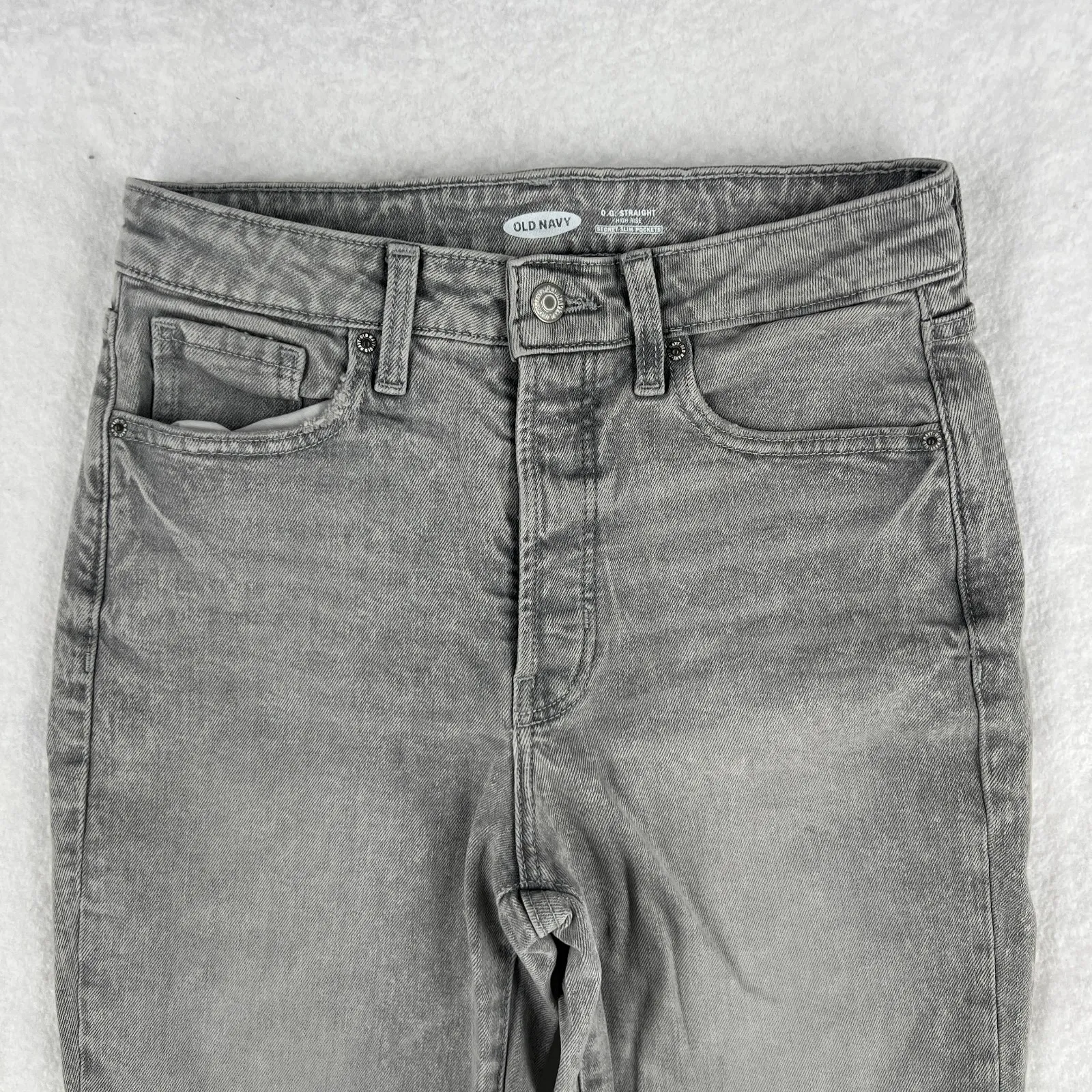 Old Navy High Rise O.G. Straight Secret Slim Pockets Jeans Womens 2 Gray Denim - Image 2