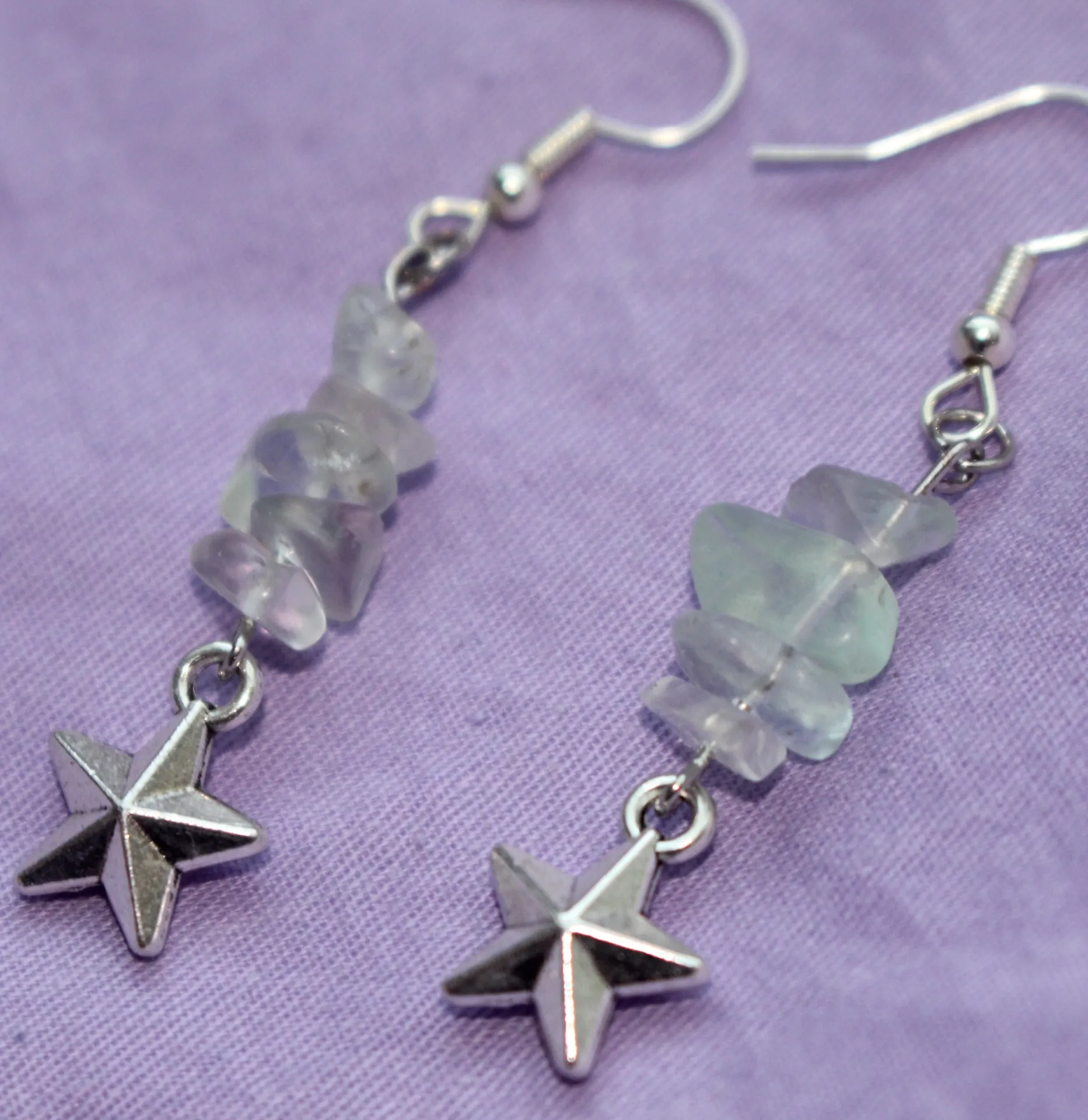 Handmade Star Earrings Green - Image 2