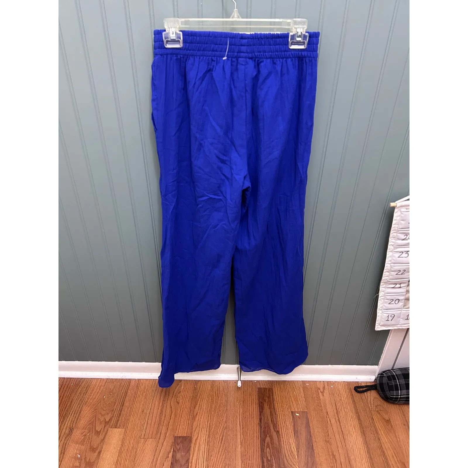 Fabletics Cotton Voile Wide Leg Pant Admiral Blue XS Elastic Waist - Image 4