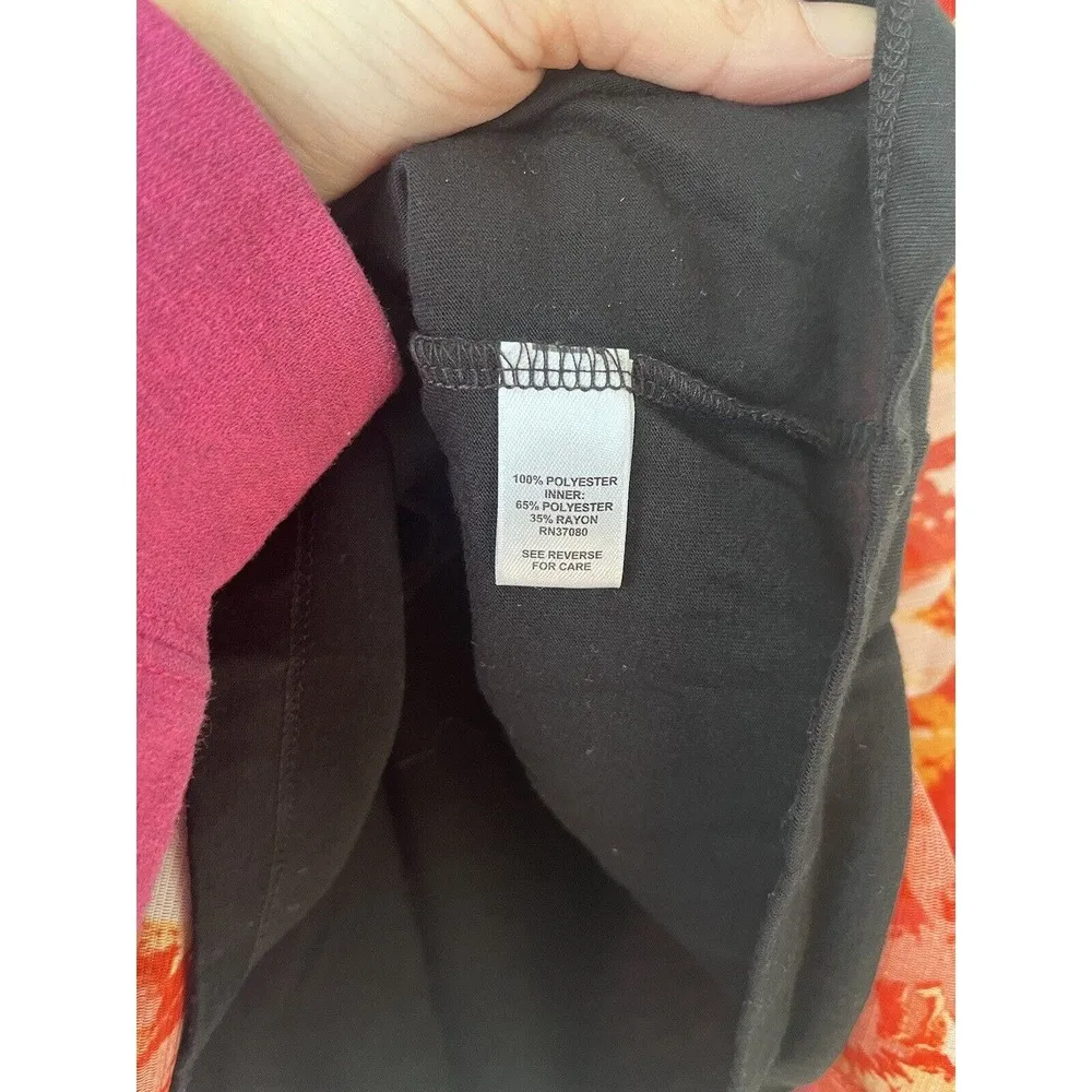 Cato Red Floral Tropical Sunset Drapey Pullover Sleeveless Blouse Womens Size XL - Image 5