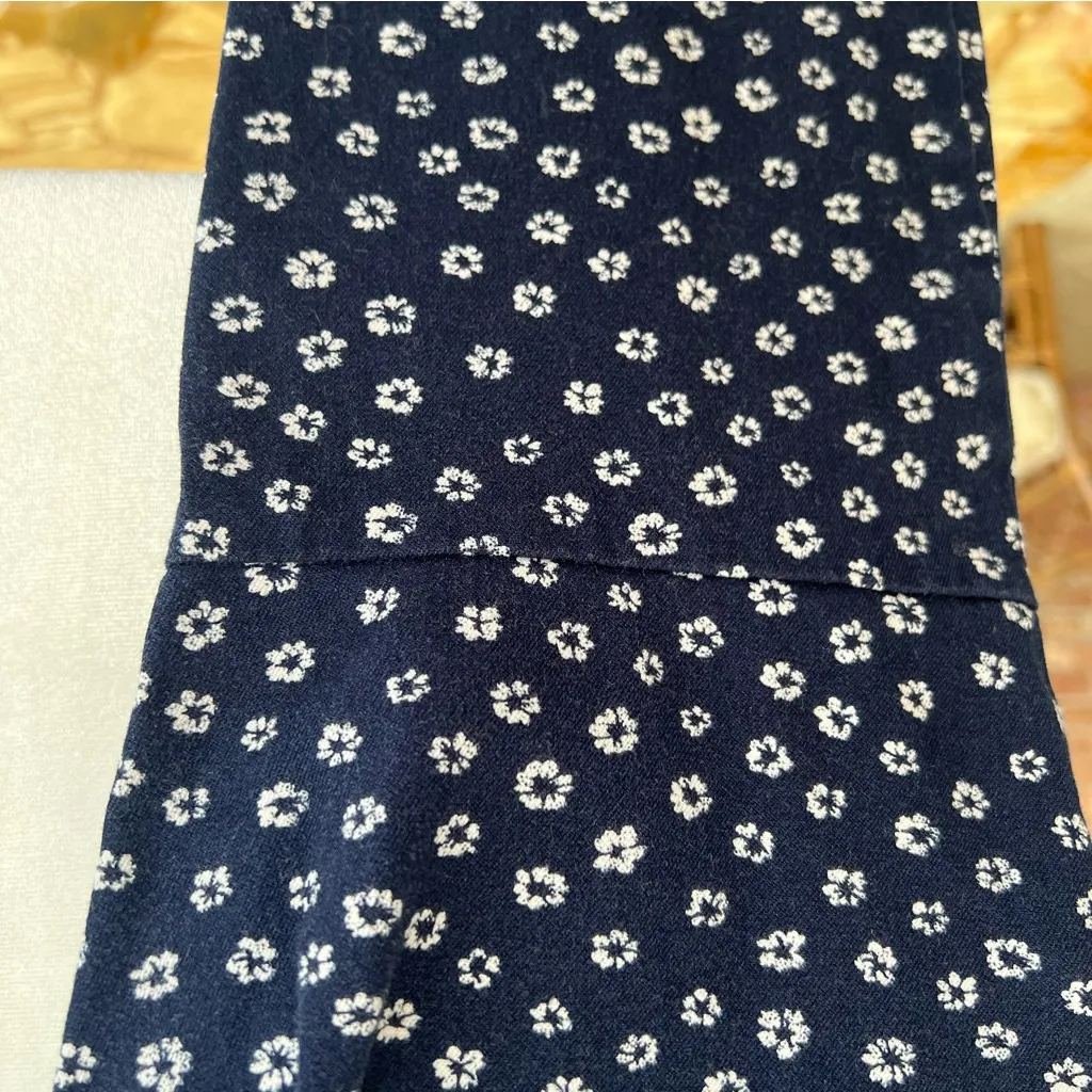 J. Crew Pants Cropped Ankle Tapered Floral Blue Flat Front 6 Business Casual Job - Image 9