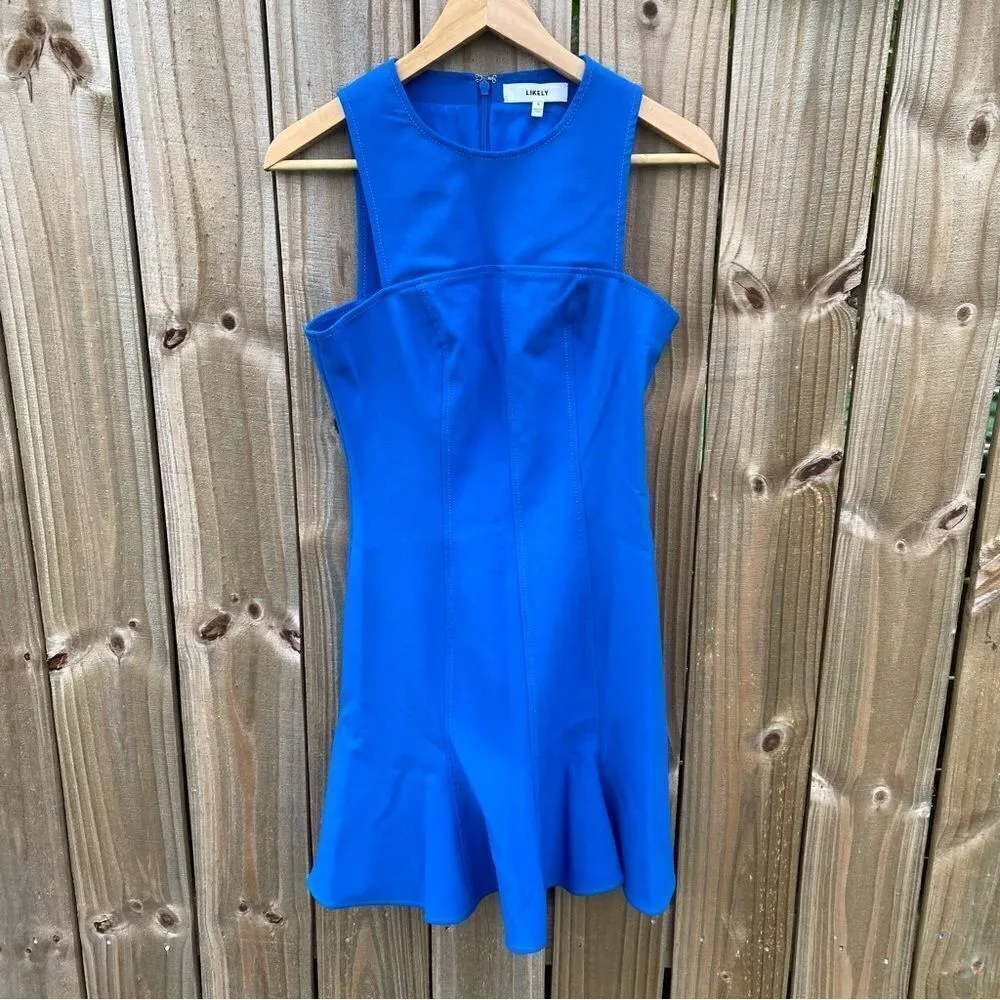 Likely Cordelia Ruffled Hem Cordelia Fit-and-Flare Mini Dress Blue - Image 2