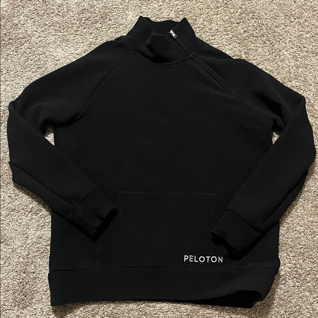 Peloton Black Ribbed High-Neck Quarter Zip Sweatshirt Large - Image 9