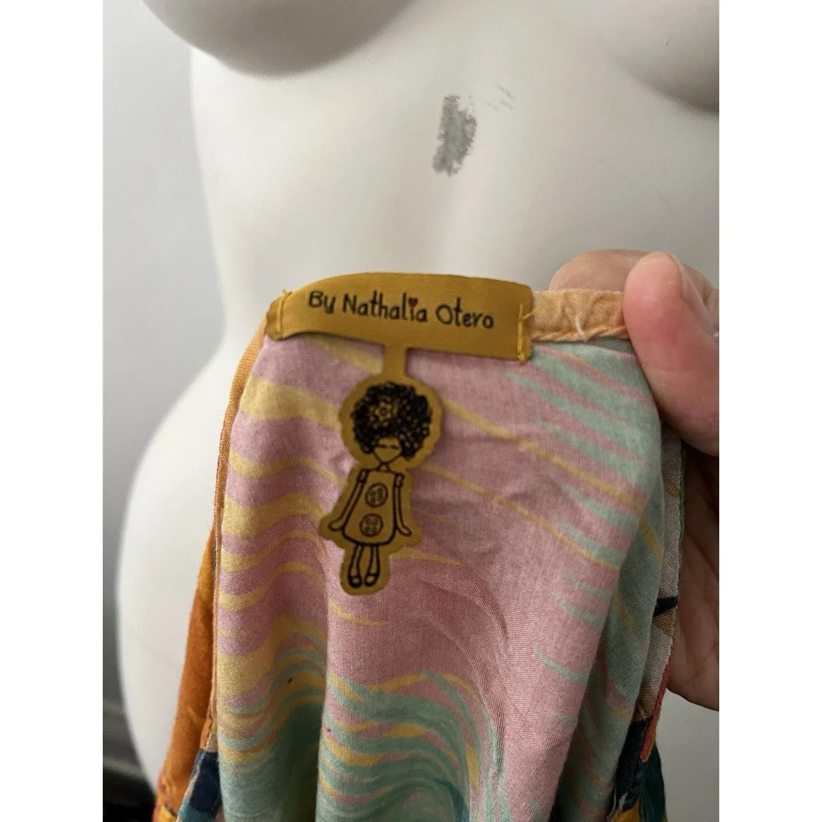 Womens Tropical Flared Sleeves Tunic Small Pom Pom Resort Flower Beach Brazil Yellow - Image 2