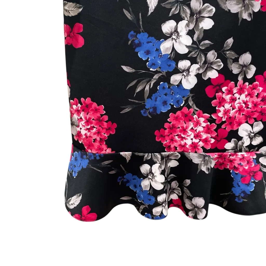 Nine West Floral Bell Sleeve Sheath Dress Black Multi Women’s Size 6 NWT - Image 2