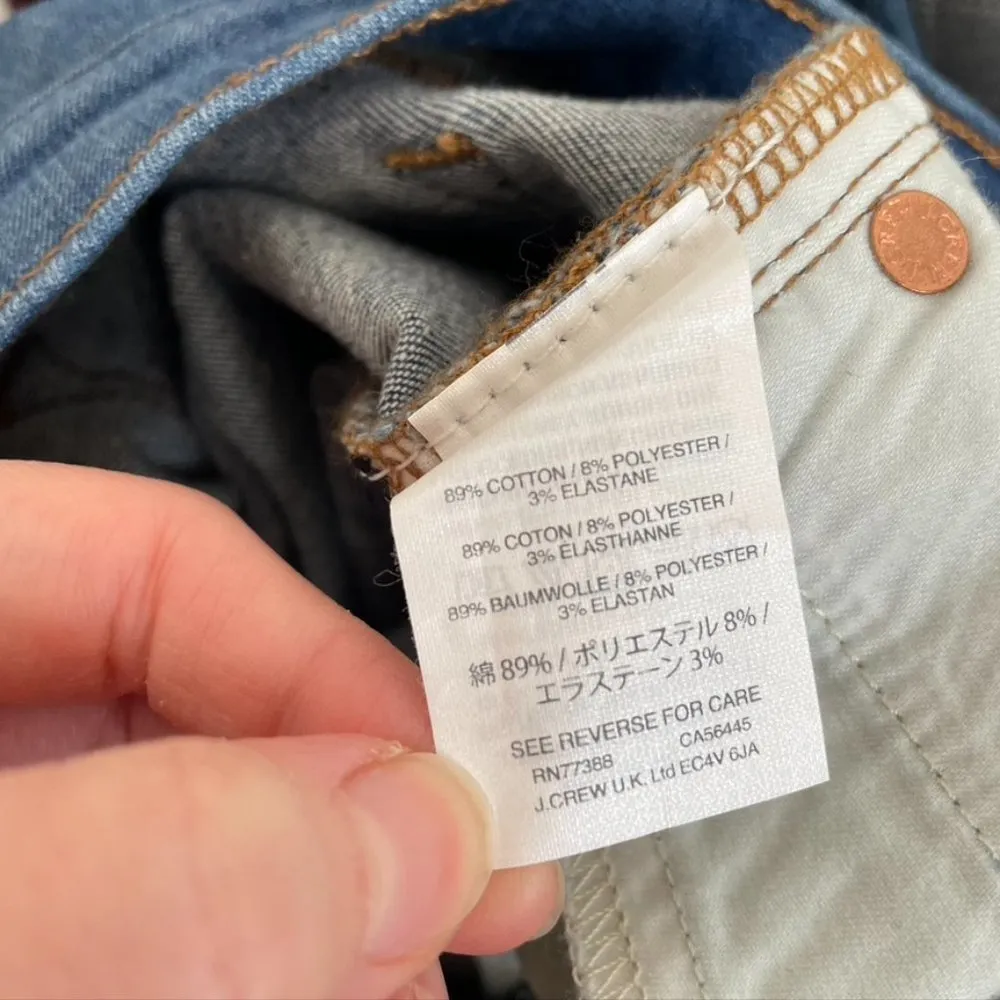 NEW NWT J. CREW 8" Toothpick Jean Newcastle Wash Let Down Hem Ripped Skinny 25 - Image 10