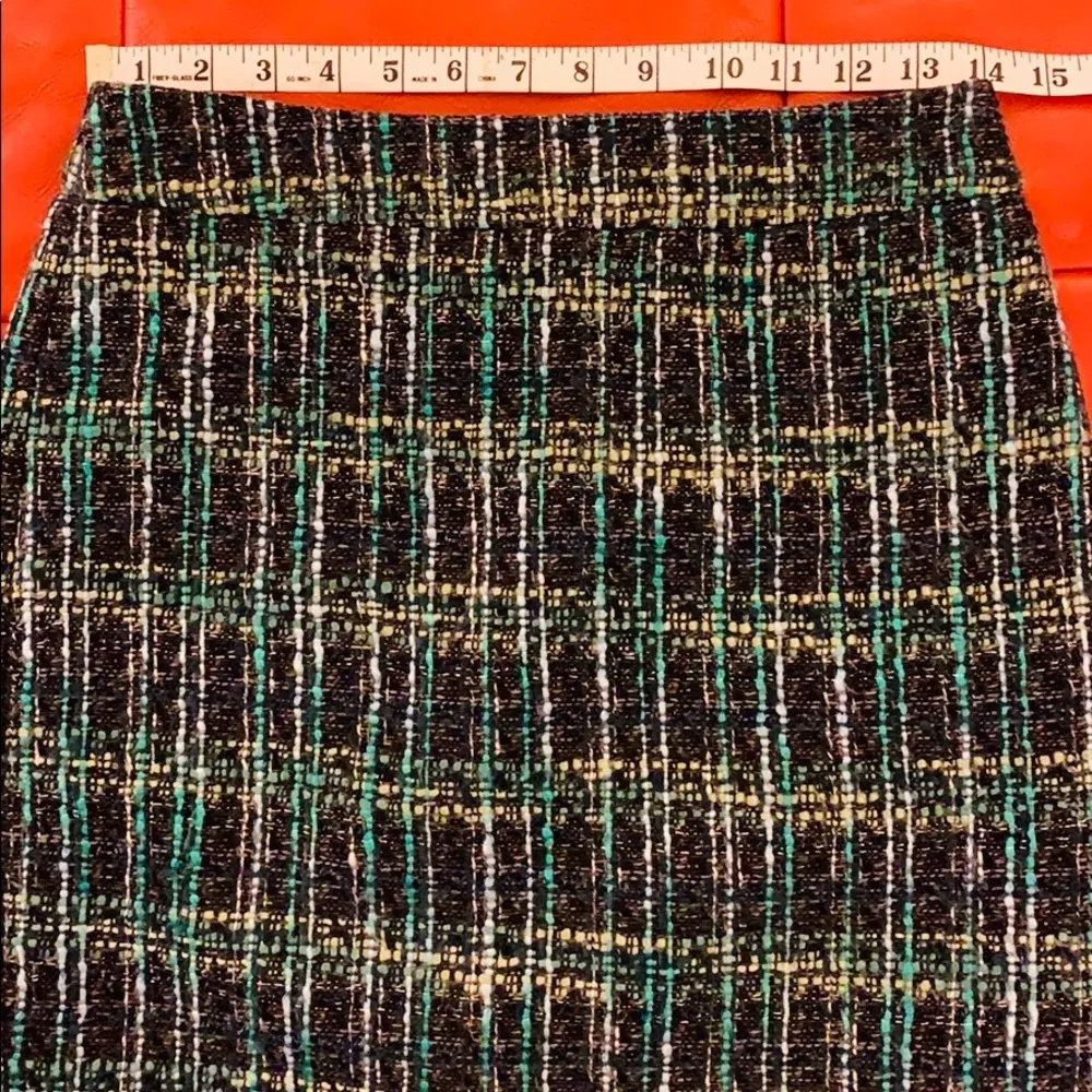 Ann Taylor Petite black/teal/metallic tweed skirt. - Image 6