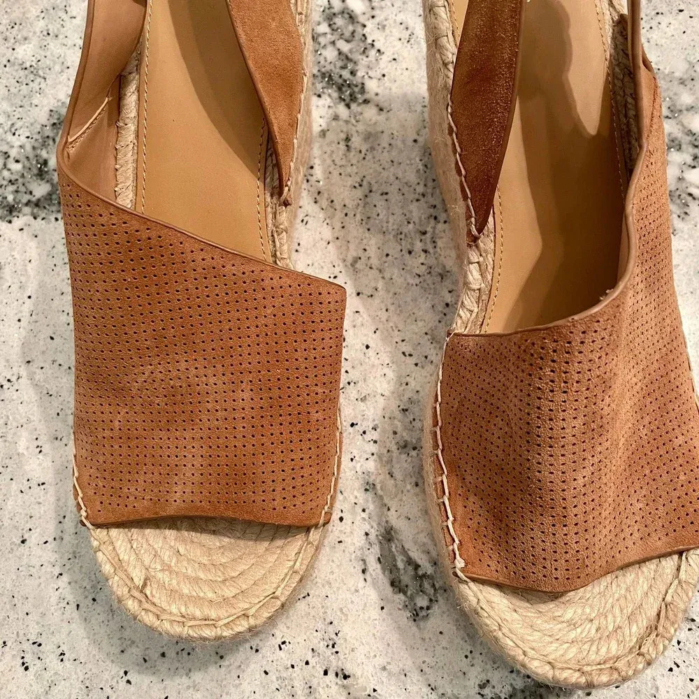 Andela Sandals Suede Wedge Heel Espadrilles Brown Size 11 NEW - Image 4