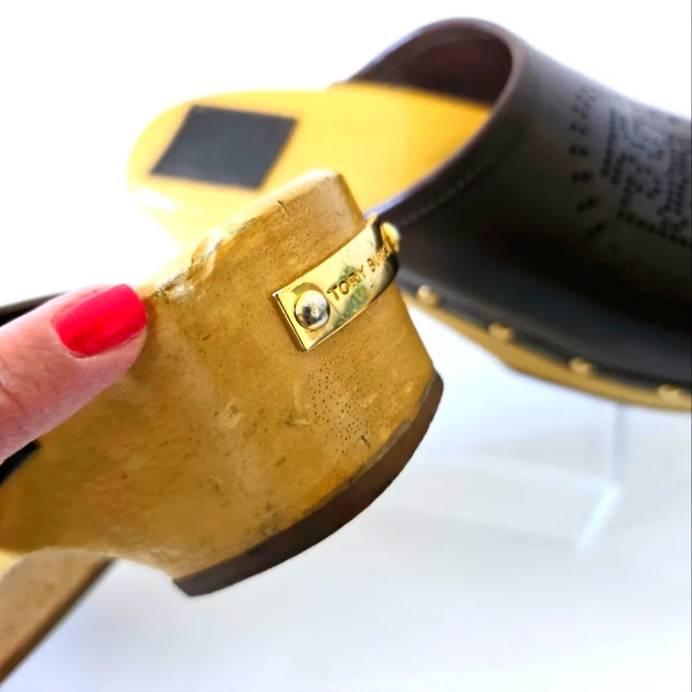 Tory Burch Perforated Bryce Clogs- Brown Size 6.5 - Image 6