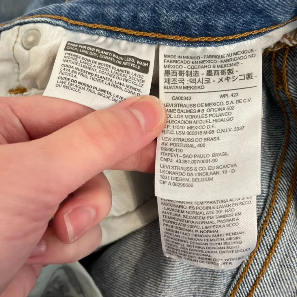 LEVI'S LEVIS 501 CT Jeans Customized Tapered Ripped Button Fly Cropped W26 L32 - Image 9