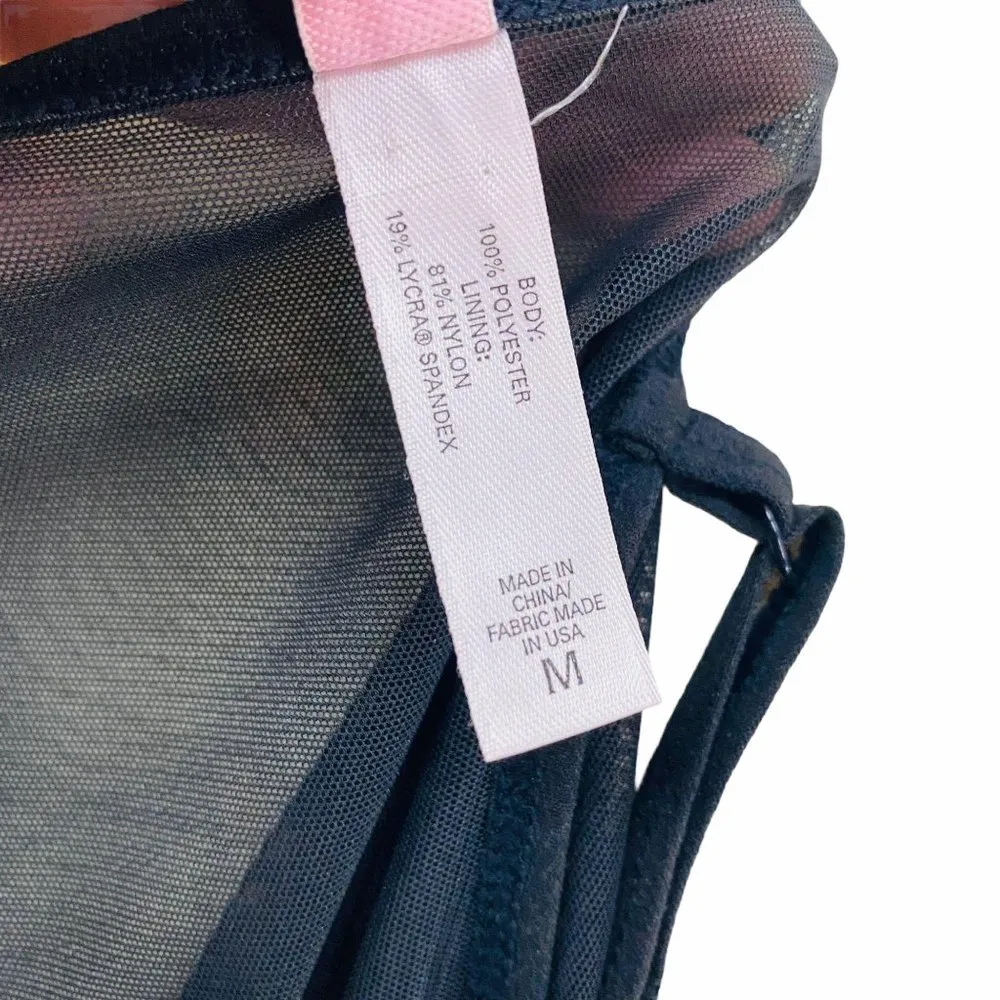 Vintage Victoria Secret Sheer Black Gold Sequin Negligee Womens Medium - Image 7