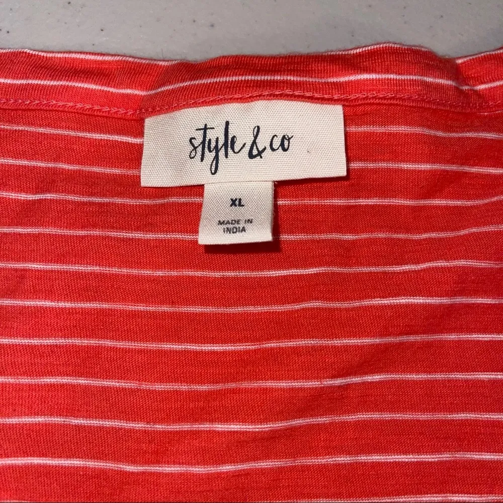 STYLE & CO BRIGHT KNIT STRIPED BUTTON DOWN XL - Image 4