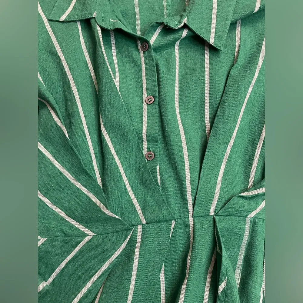 &merci green striped faux wrap dress - Image 5