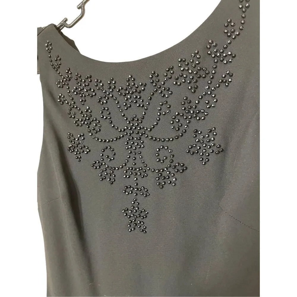 SL‎ Fashions Vintage Bead Accent Cowl Back Cocktail Dress Size 10 Black - Image 5
