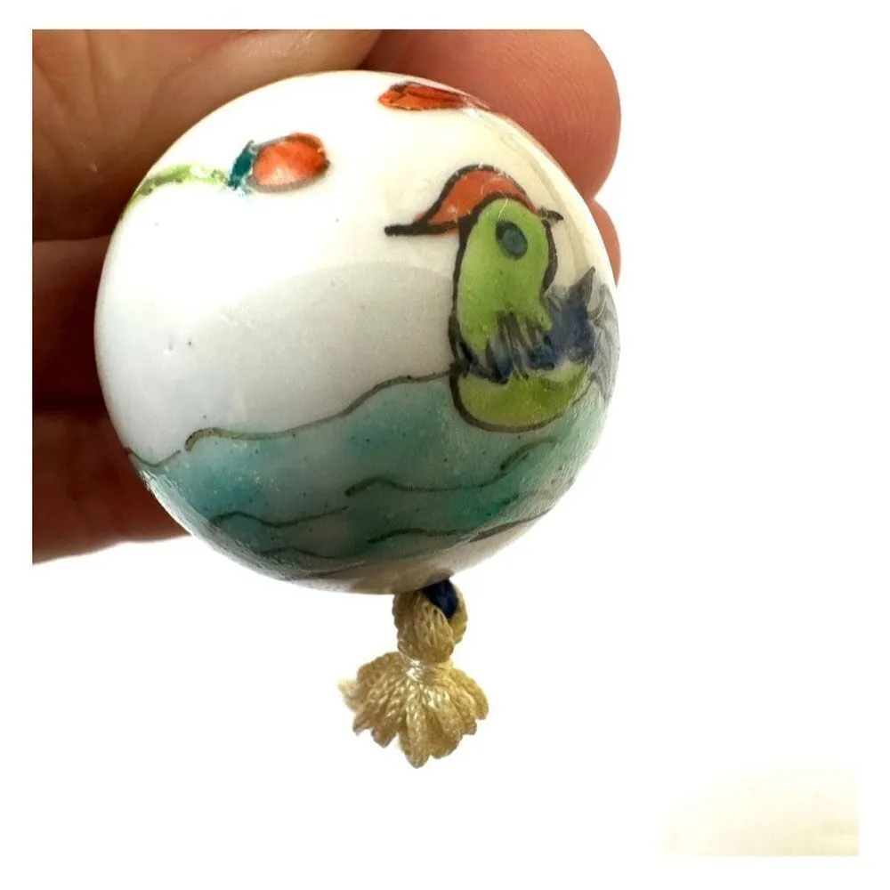Chinese hand painted ball with tassel necklace on cord - Image 10
