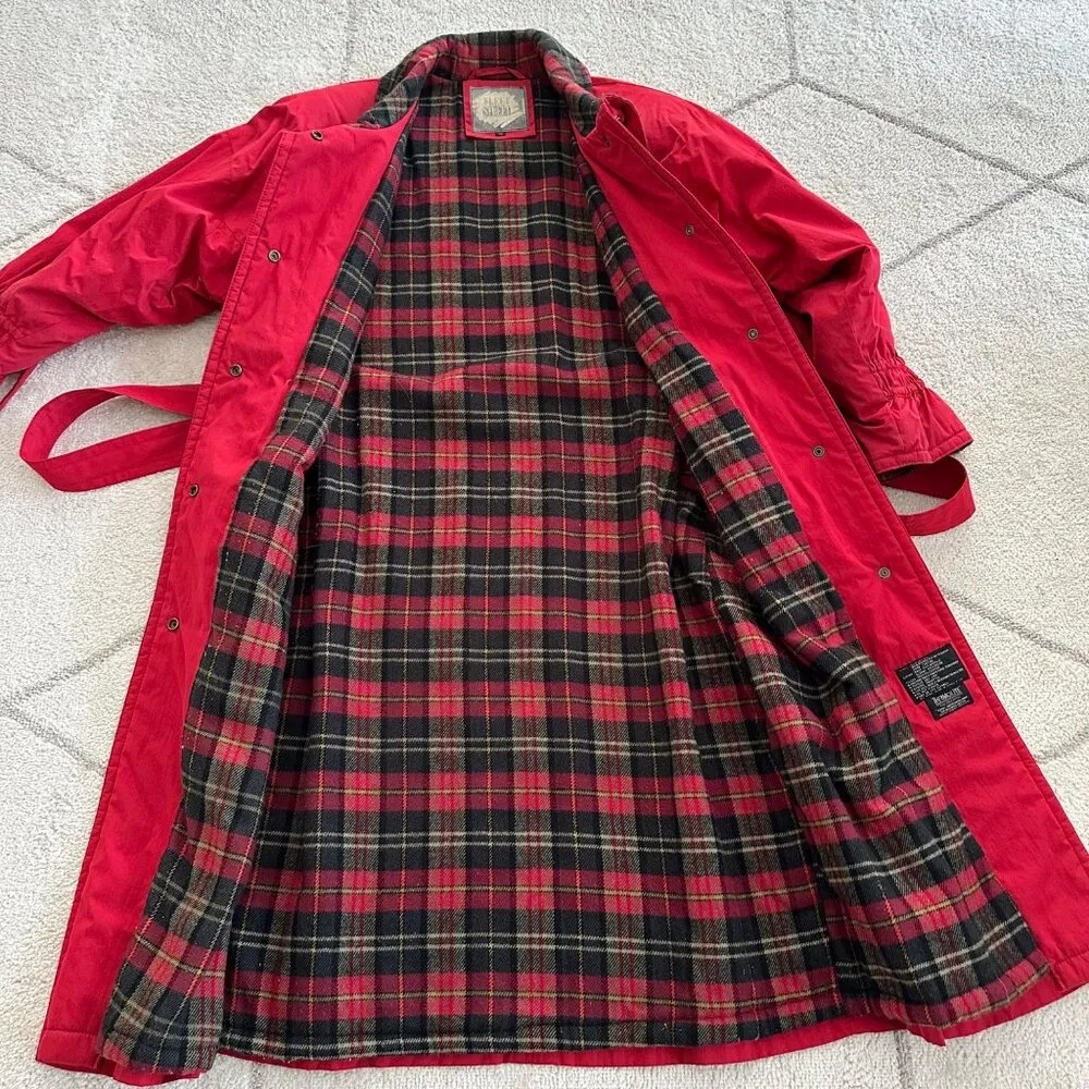 Vintage 90s Red Fleet Street Full-Length Insulated & Belted Winter Coat  Sz 10 - Image 2