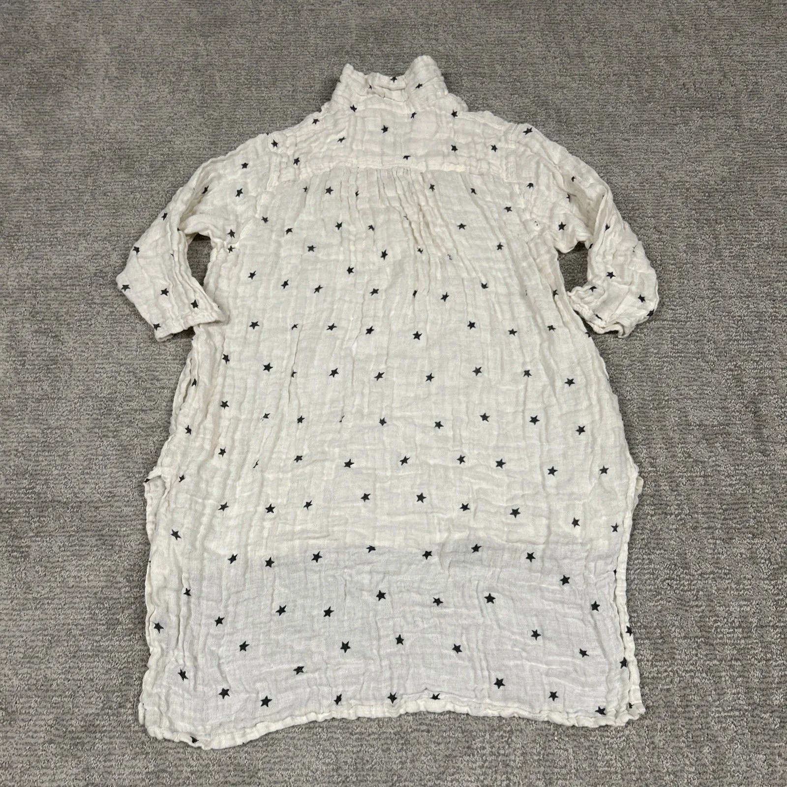 Paper Laces Tunic Top Womens XL Cream Black Stars Gauzy Muslin Linen Mini Dress - Image 6