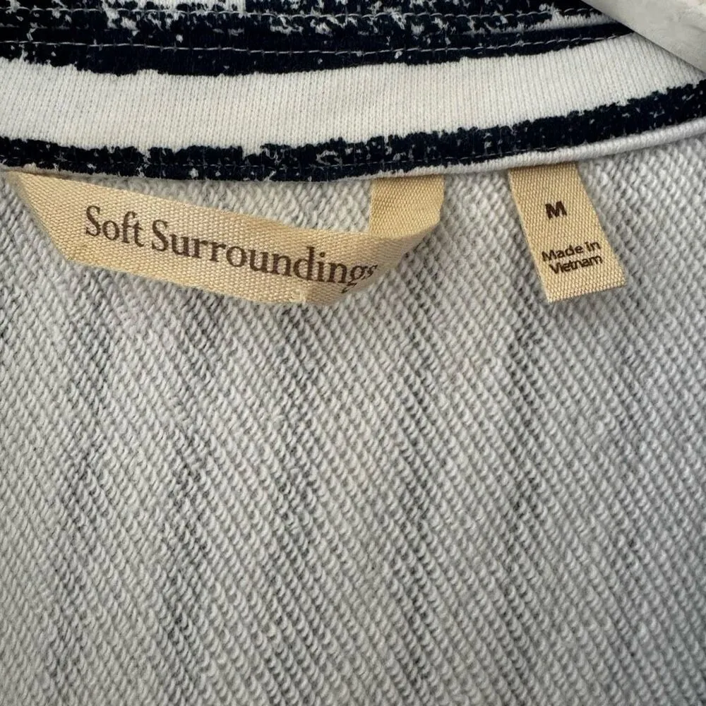 Soft Surroundings Striped Navy White  Soft Cozy Lounge Top  SZ M # 2413 - Image 6