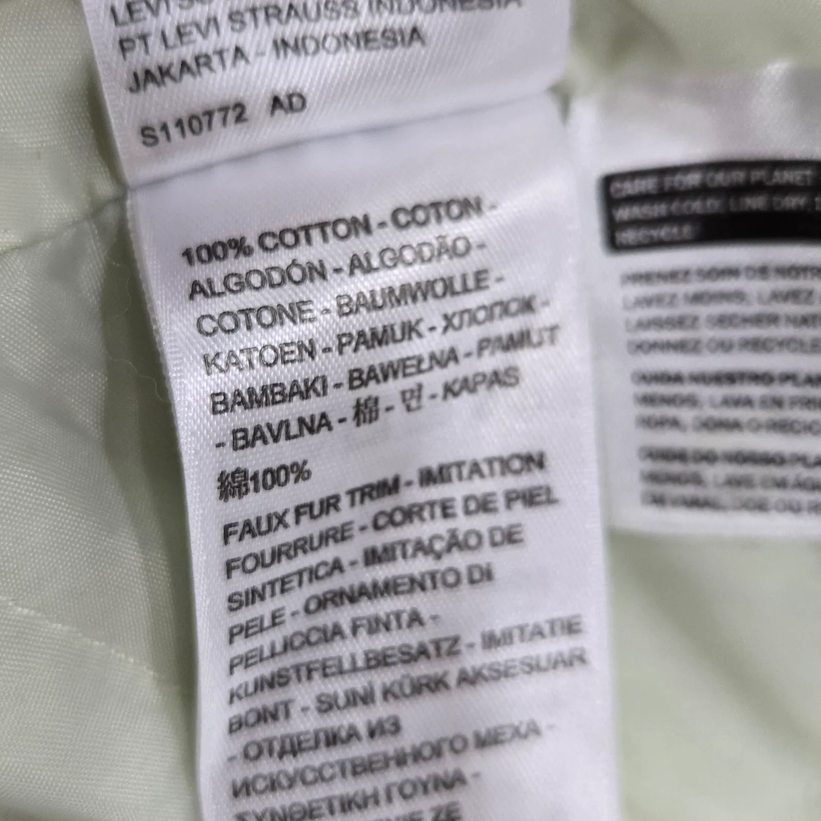 Levi’s Baby Baggy Crop Corduroy Sherpa Trucker Jacket Meadow Mist Green Size 2X - Image 13