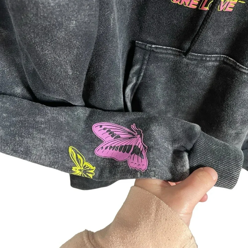 NWT Faded Rose Oversized Graphic Smiley Colorful Hoodie in Charcoal/Multi Size S Gray - Image 6