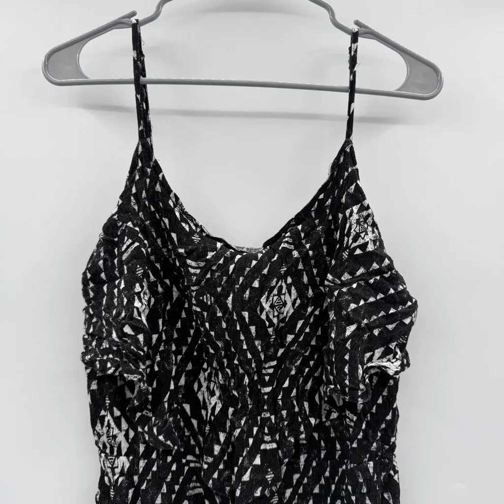 Y2K Mudd Black‎ & White Geometric Print Sleeveless Front Slit Maxi Dress Sz XL - Image 2
