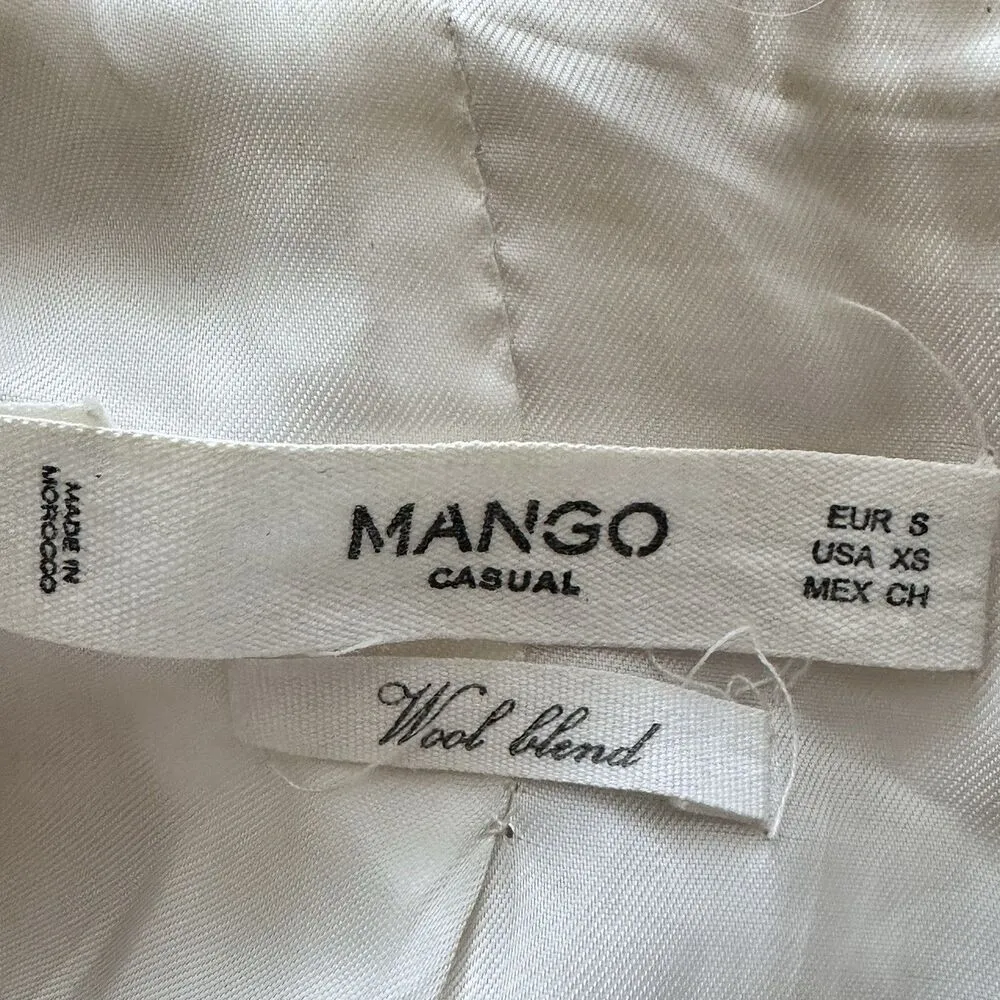 Mango Coat XS wool blend woven in Italy Cream oversized overcoat - Image 4