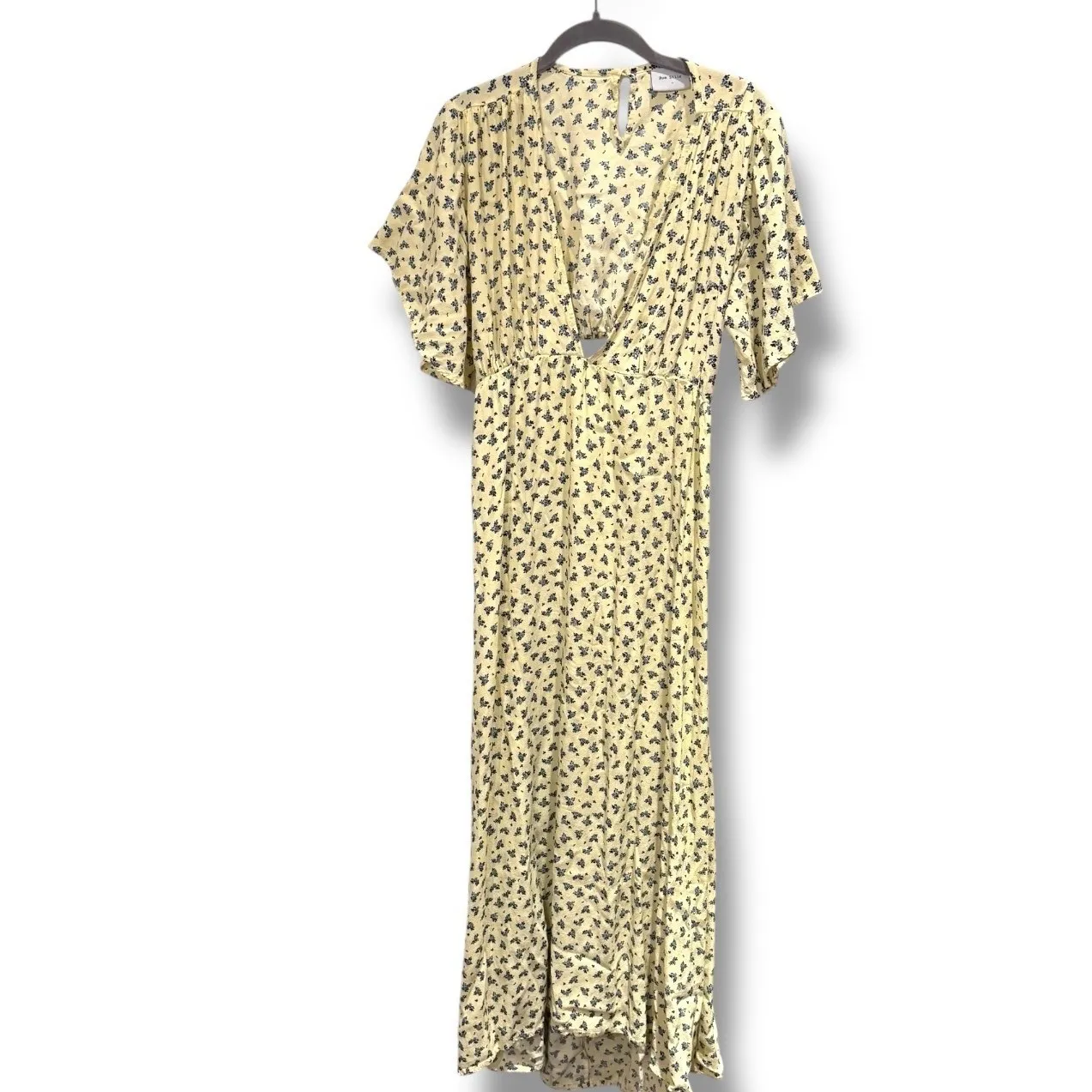 Rue Stiic Floral Print Cut Out Maxi Dress Cottagecore‎ Boho Anthropologie Medium Yellow - Image 2