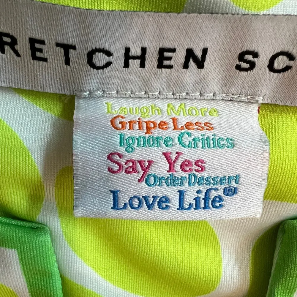 Gretchen Scott Gretchen Scot Designs Split Neck Tunic - Rock Out Pattern Size S Neon Pink Green - Image 10