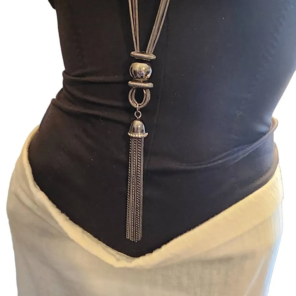 Joan Rivers Gunmetal Multi-Strand Tassel Necklace - Image 2