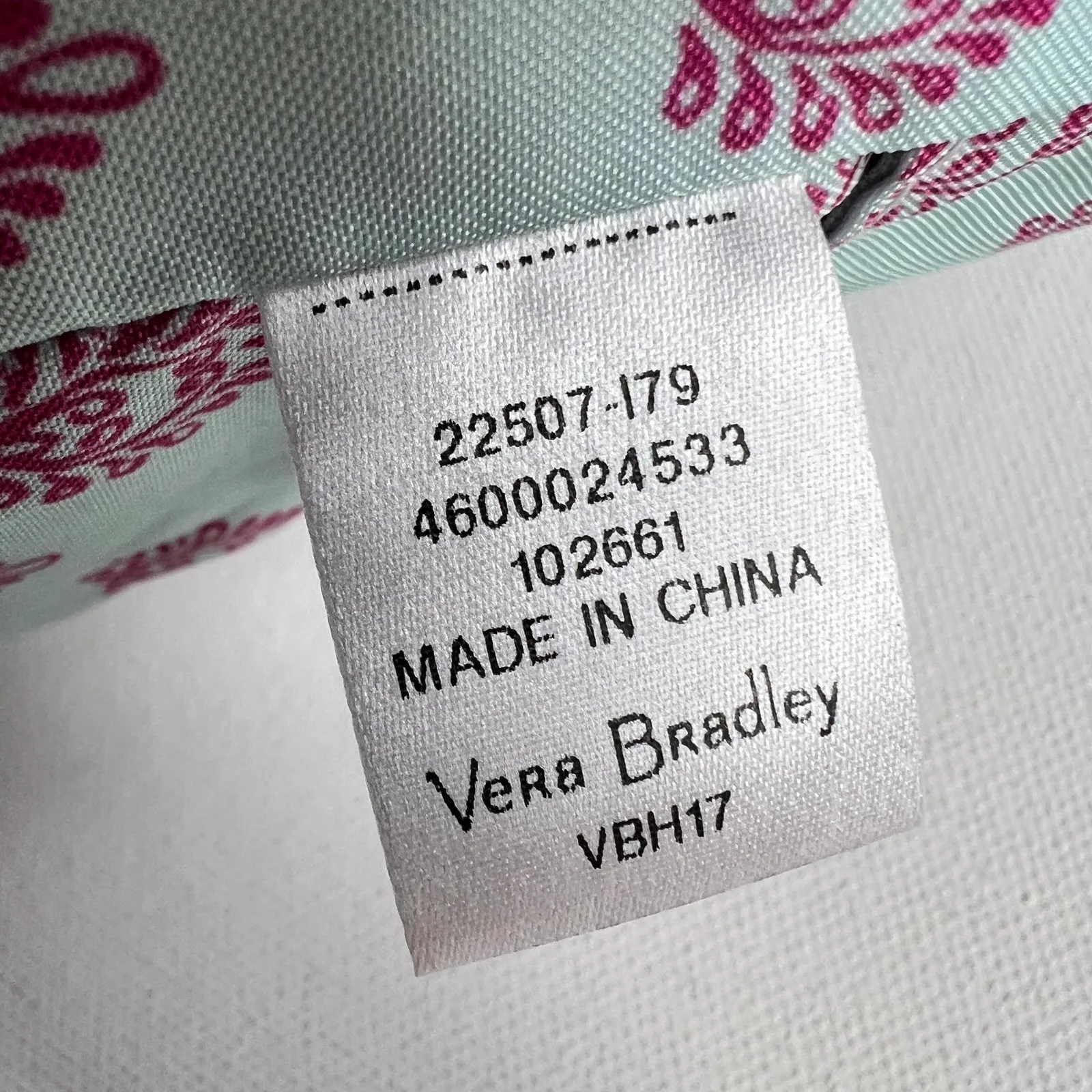 Vera Bradley Quilted Original Tote Bag Glenna Butterfly Paisley Pink Blue - Image 12