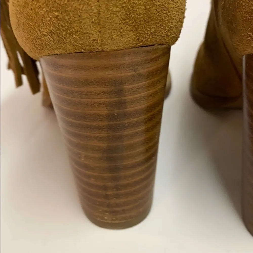 Crown Vintage Raffa Brown suede Tassel Booties A5 Orange Size 8 - Image 4