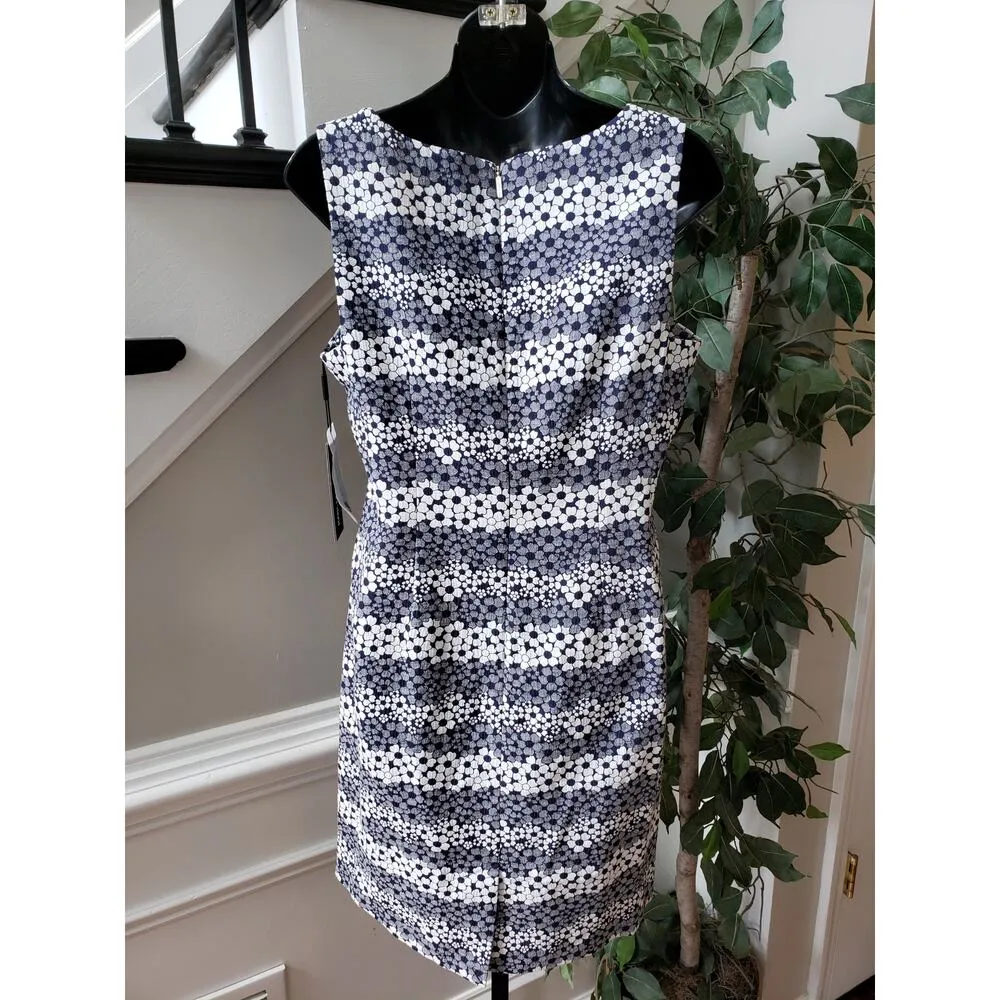 Karl Lagerfeld Mini Dress Womens 6 Blue White Floral Sleeveless V Neck Back Zip - Image 4