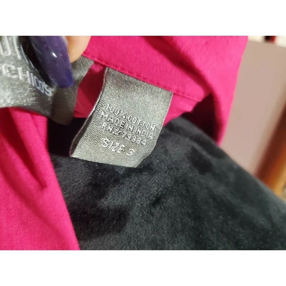 Addition's Women Solid Red Cotton Collared Long Sleeve Button Down Shirt Size 3 - Image 7