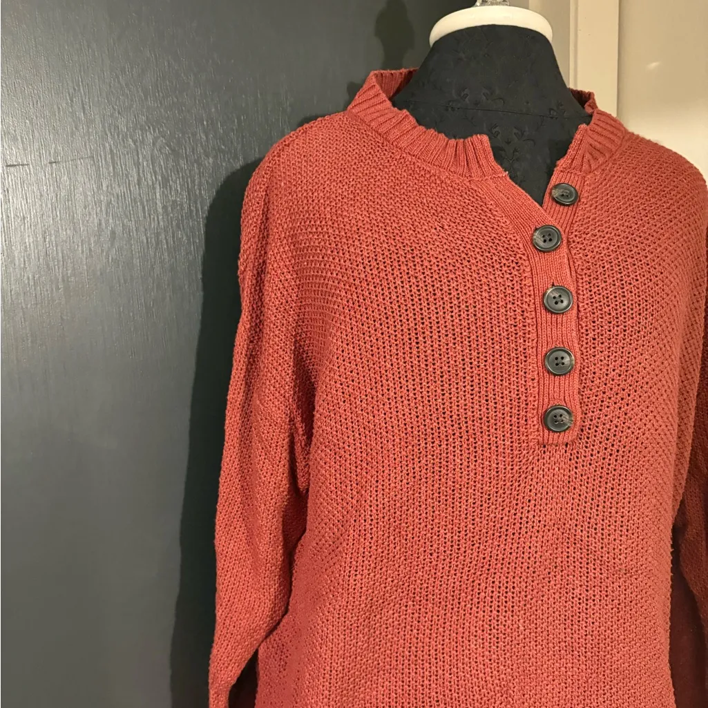 American Eagle Outfitters Orange Rust Button Front Sweater 💜 - Image 2