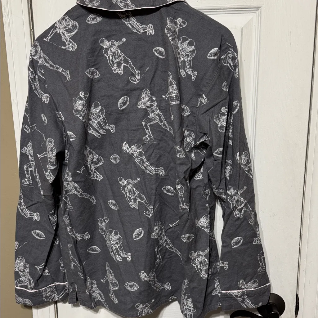PJ Salvage Game Day Football 🏈 Grey Flannel Pink White Striped Accents Medium Gray - Image 6