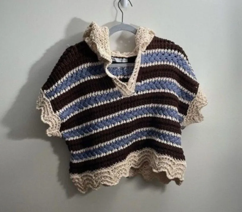 ZARA hooded knit top  Size Medium  1383/008 - Image 3