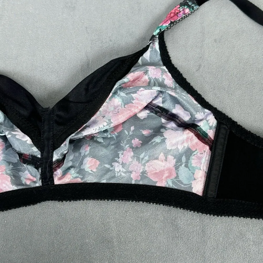 Vintage Bali Bra Size 34C Wire Free Floral Polyester Unlined Cup 92099 Canada - Image 7